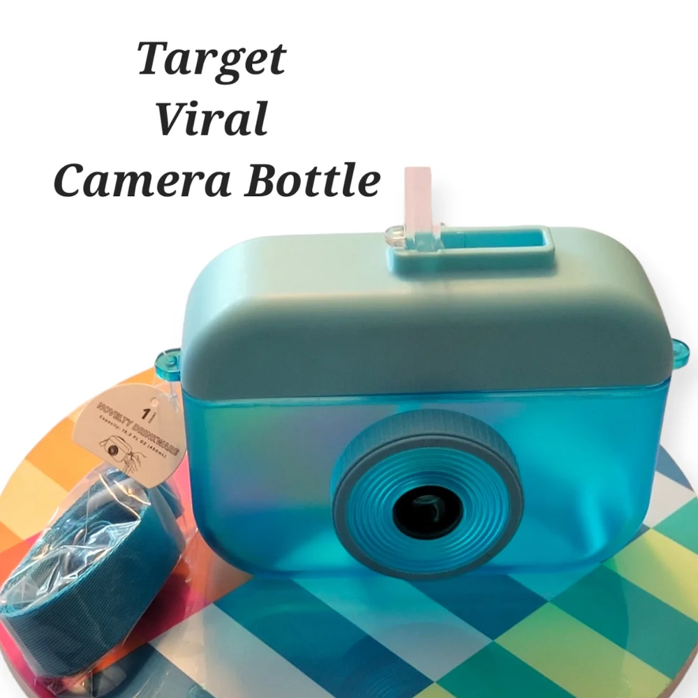Target Bullseye Playground Blue Camera Sip Bottle NWT Viral Cup 15.2 fl oz